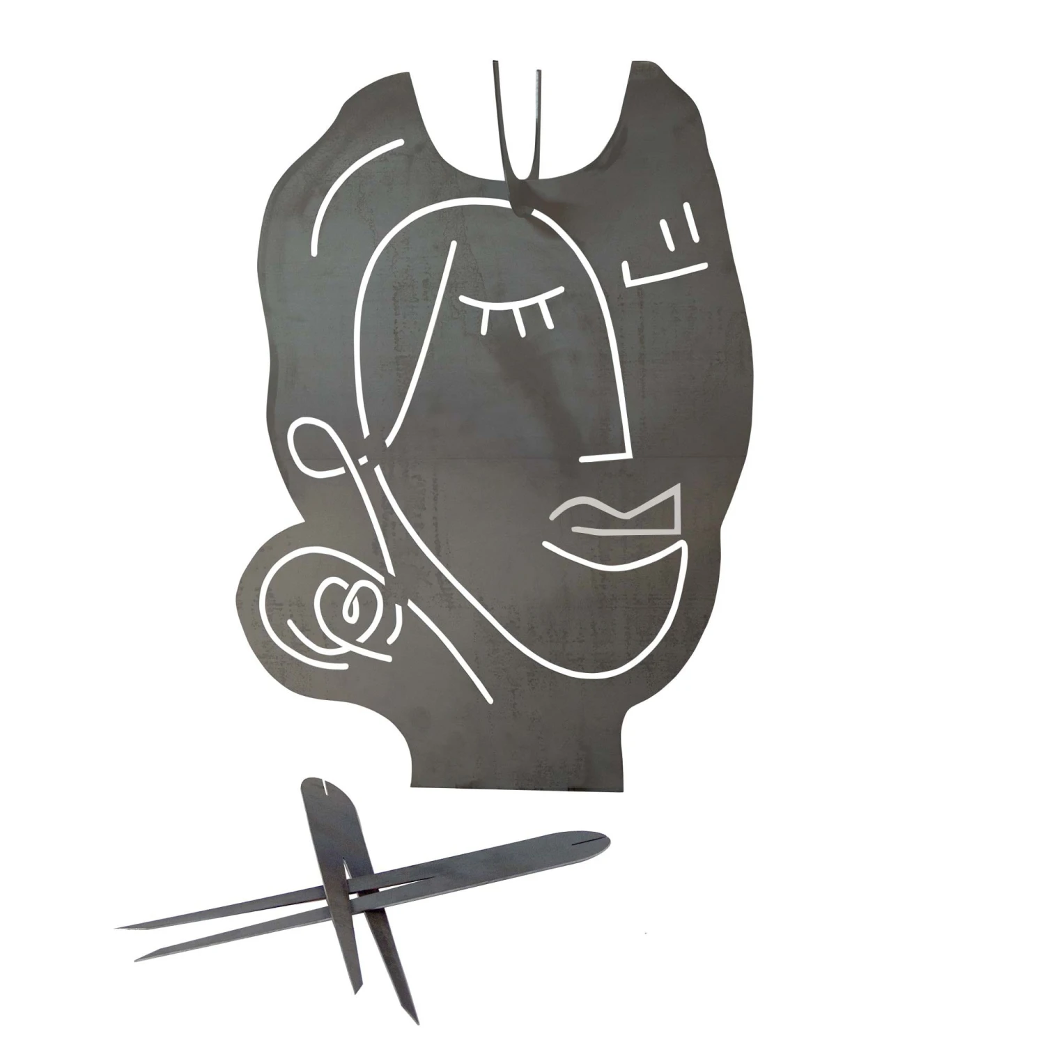 Gartenstecker Abstraktes Gesicht Frau Mit Pflanzschalenhalter In Silber 3 Gartenstecker Abstraktes Gesicht Frau Mit Pflanzschalenhalter In Silber