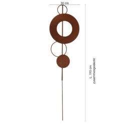 Heimdekoration 14 Heimdekoration -Heimdekoration unus gartenstecker rost stab mit kreisen in braun 1