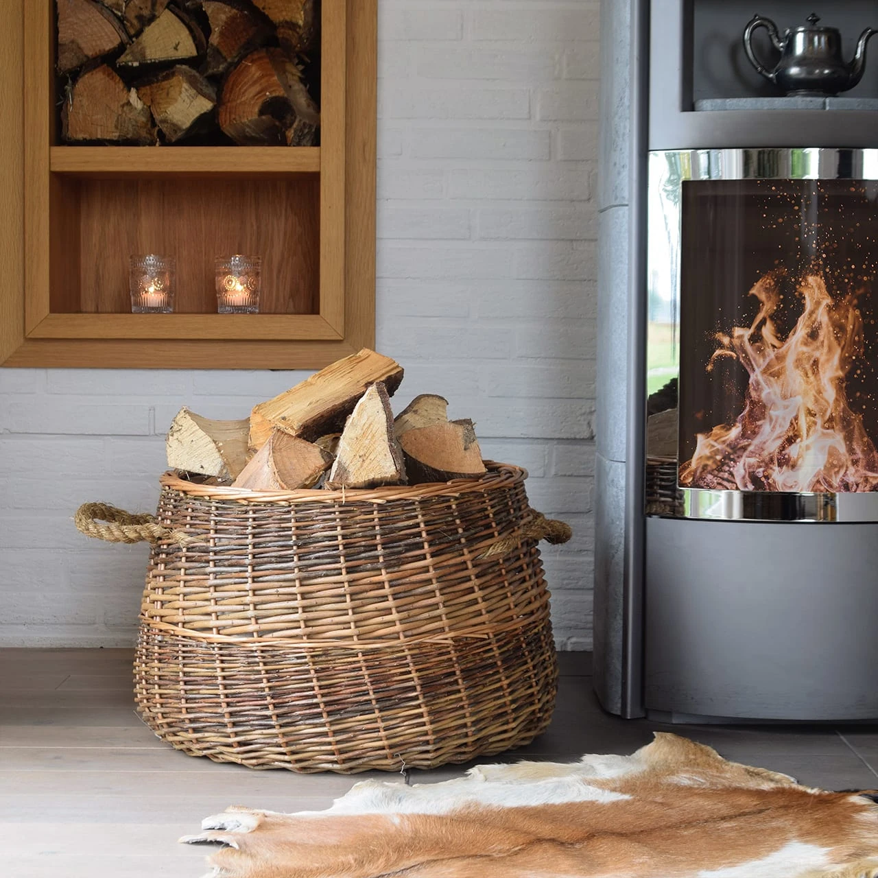 Weidekorb Mit Seilgriffen In Braun 4 Weidekorb Mit Seilgriffen In Braun – Bild 2