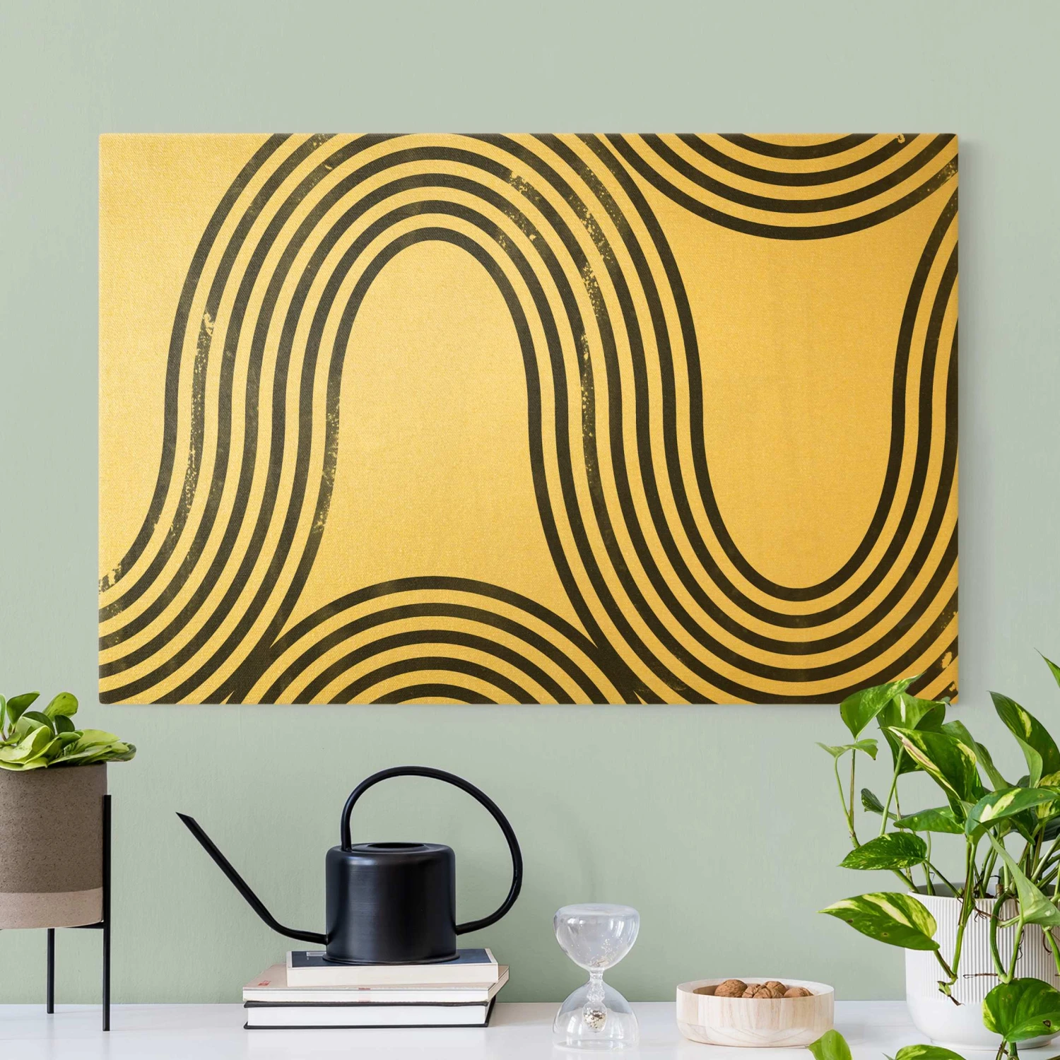 Leinwandbild Gold - Geometrische Wellen Schwarz Weiß I In Schwarz-Weiß 5 Leinwandbild Gold - Geometrische Wellen Schwarz Weiß I In Schwarz-Weiß – Bild 3