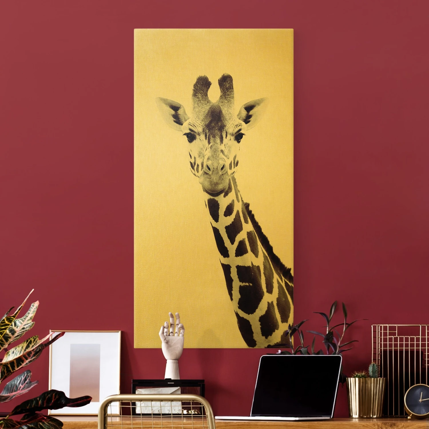 Leinwandbild Gold - Giraffen Portrait In Schwarzweiß In Schwarz-Weiß 5 Leinwandbild Gold - Giraffen Portrait In Schwarzweiß In Schwarz-Weiß – Bild 3