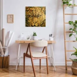 Leinwandbild Gold - Leopard Im Dschungel In Creme-Beige 14 Leinwandbild Gold - Leopard Im Dschungel In Creme-Beige -Heimdekoration wallart leinwandbild gold leopard im dschungel in creme beige 3