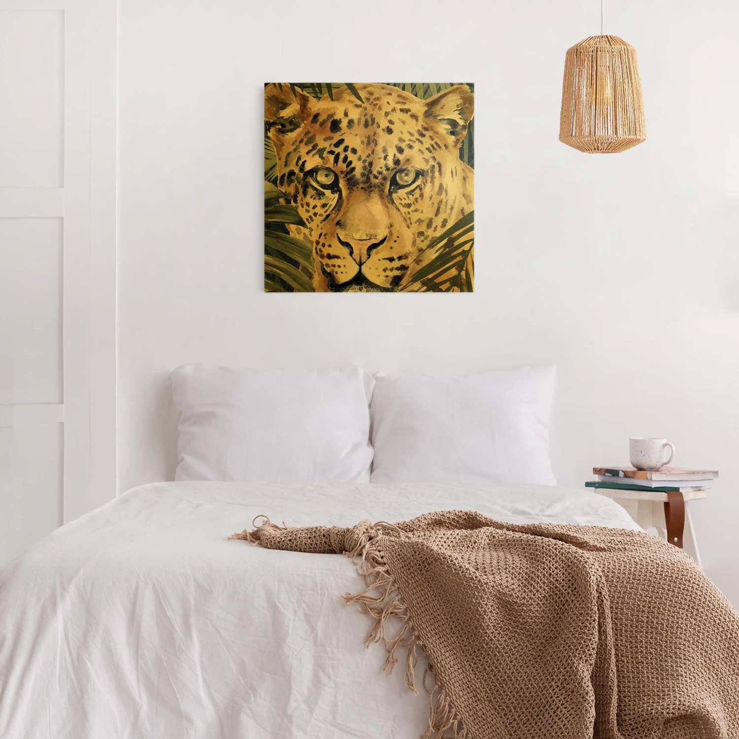 Leinwandbild Gold - Leopard Im Dschungel In Creme-Beige 7 Leinwandbild Gold - Leopard Im Dschungel In Creme-Beige – Bild 5