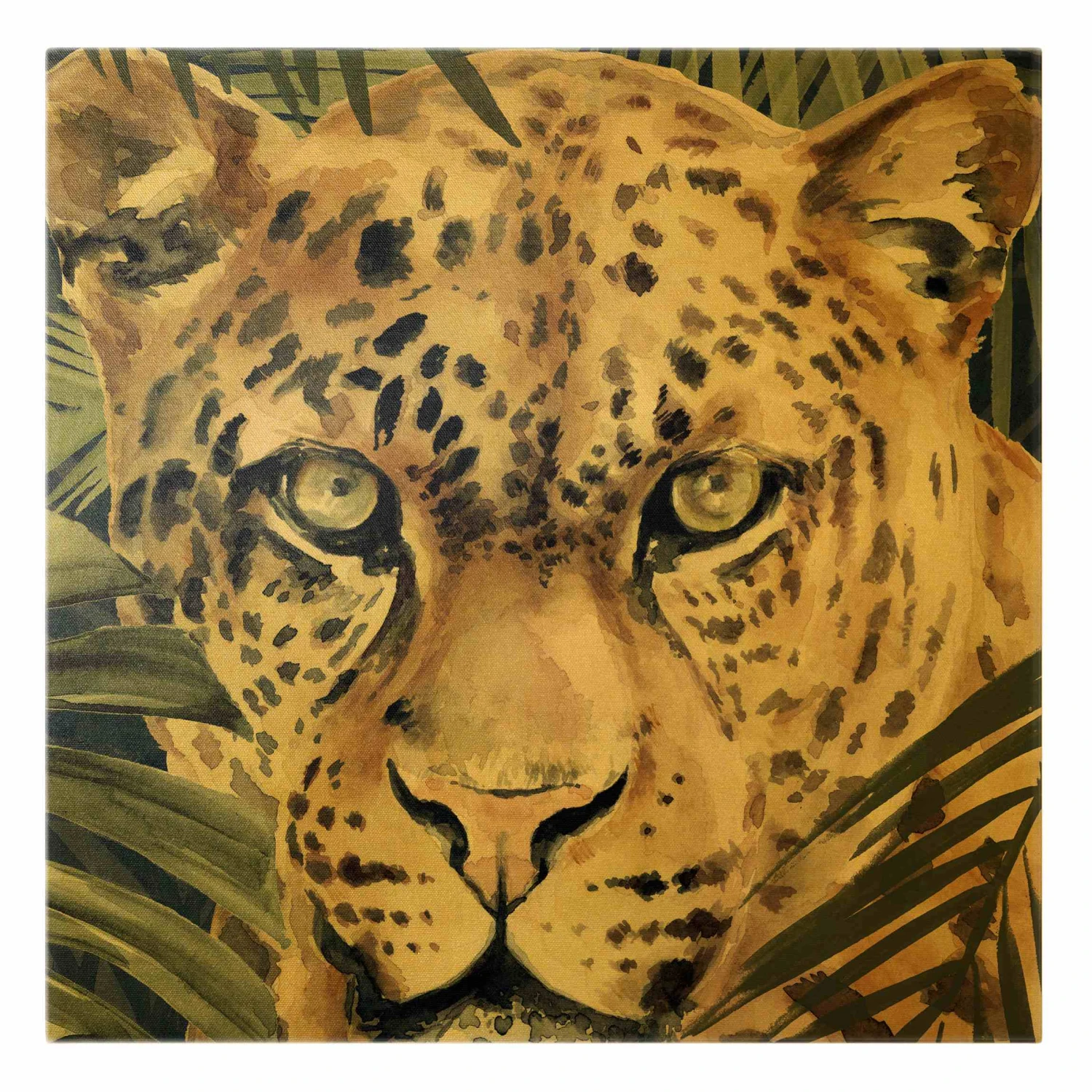 Leinwandbild Gold - Leopard Im Dschungel In Creme-Beige 3 Leinwandbild Gold - Leopard Im Dschungel In Creme-Beige