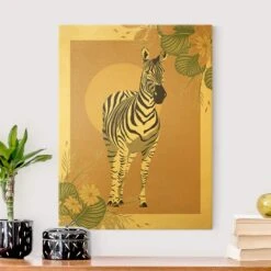 Leinwandbild Gold - Safari Tiere - Zebra In Creme-Beige 12 Leinwandbild Gold - Safari Tiere - Zebra In Creme-Beige -Heimdekoration wallart leinwandbild gold safari tiere zebra in creme beige 1