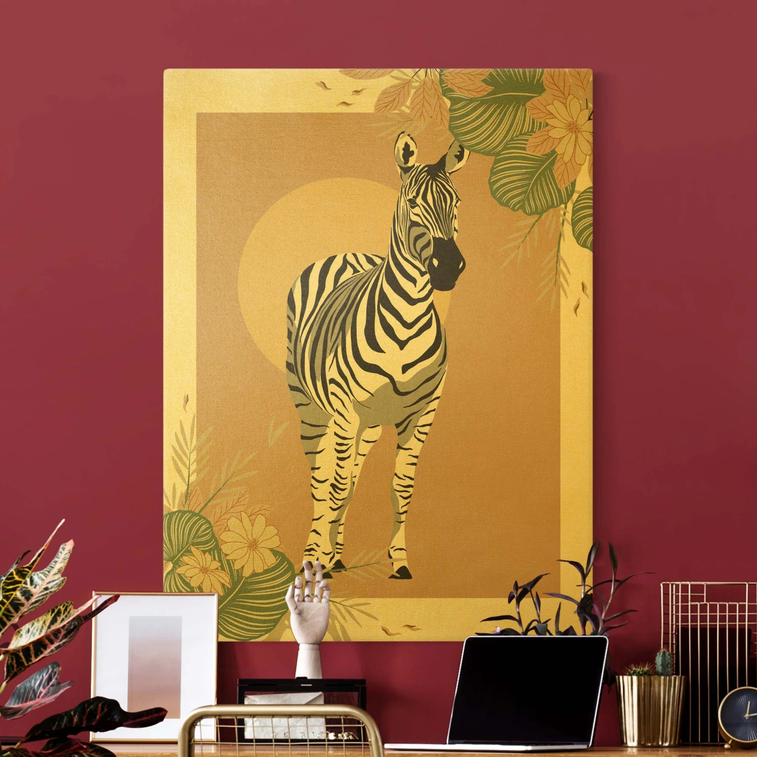 Leinwandbild Gold - Safari Tiere - Zebra In Creme-Beige 5 Leinwandbild Gold - Safari Tiere - Zebra In Creme-Beige – Bild 3