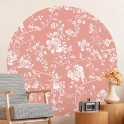 Runde Tapete - Blumenranken Auf Orange In Orange 12 Runde Tapete - Blumenranken Auf Orange In Orange -Heimdekoration wallart runde tapete blumenranken auf orange in orange 2