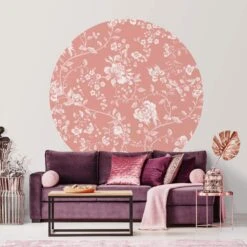 Runde Tapete - Blumenranken Auf Orange In Orange 13 Runde Tapete - Blumenranken Auf Orange In Orange -Heimdekoration wallart runde tapete blumenranken auf orange in orange 3