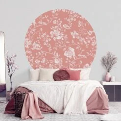 Runde Tapete - Blumenranken Auf Orange In Orange 14 Runde Tapete - Blumenranken Auf Orange In Orange -Heimdekoration wallart runde tapete blumenranken auf orange in orange 4