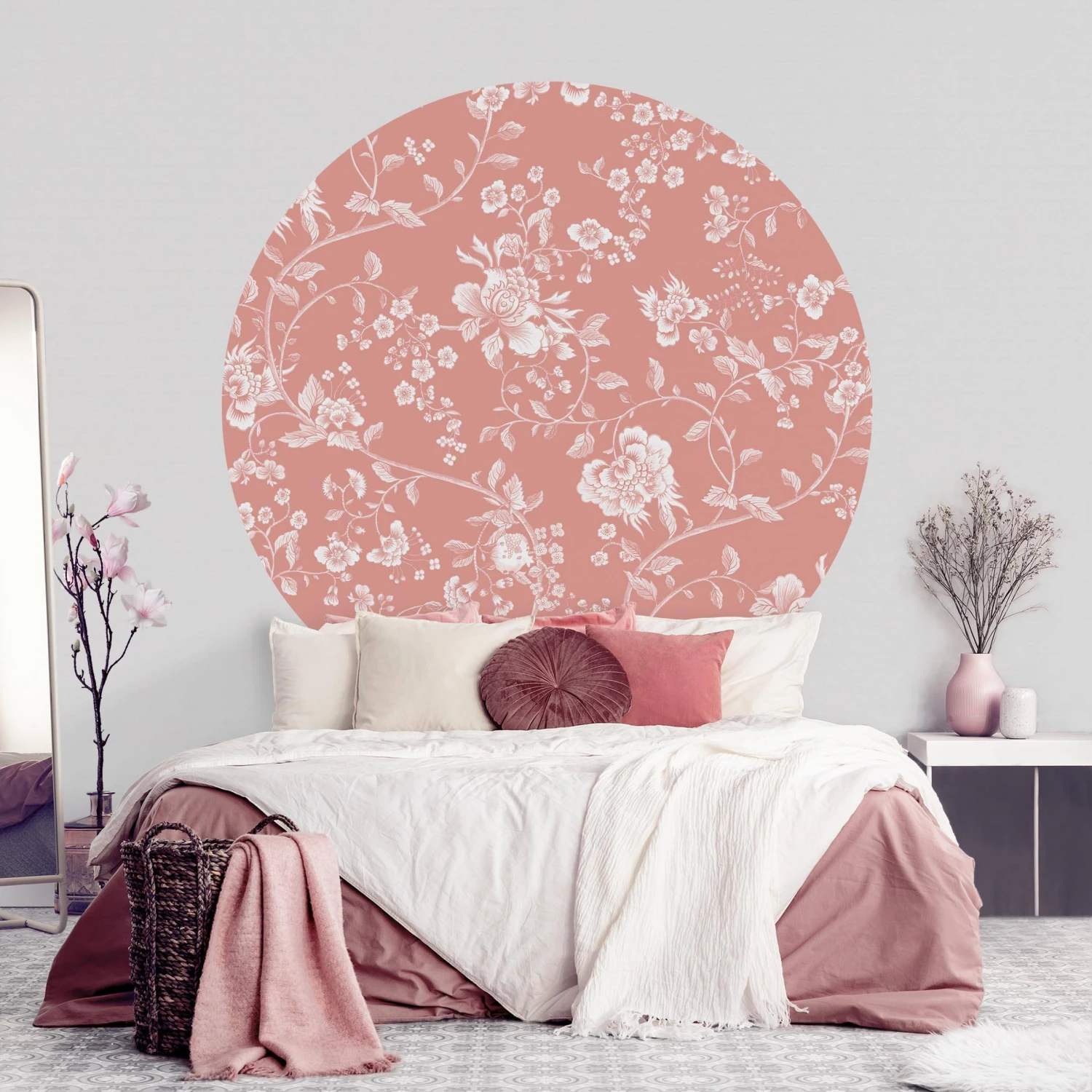 Runde Tapete - Blumenranken Auf Orange In Orange 7 Runde Tapete - Blumenranken Auf Orange In Orange – Bild 5