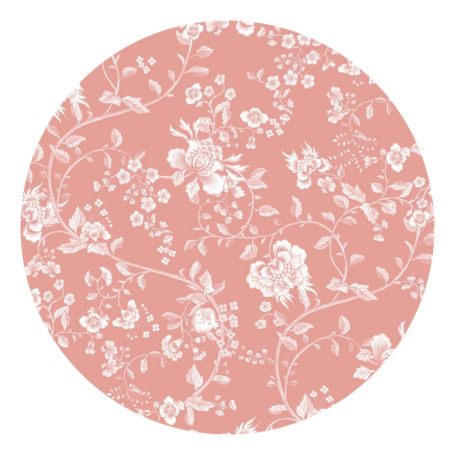 Runde Tapete - Blumenranken Auf Orange In Orange 3 Runde Tapete - Blumenranken Auf Orange In Orange