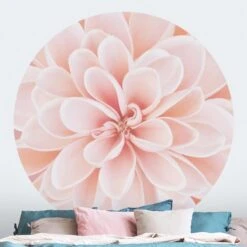 Runde Tapete - Dahlie In Pastellrosa In Rosa 12 Runde Tapete - Dahlie In Pastellrosa In Rosa -Heimdekoration wallart runde tapete dahlie in pastellrosa in rosa 2