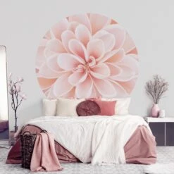 Runde Tapete - Dahlie In Pastellrosa In Rosa 13 Runde Tapete - Dahlie In Pastellrosa In Rosa -Heimdekoration wallart runde tapete dahlie in pastellrosa in rosa 3