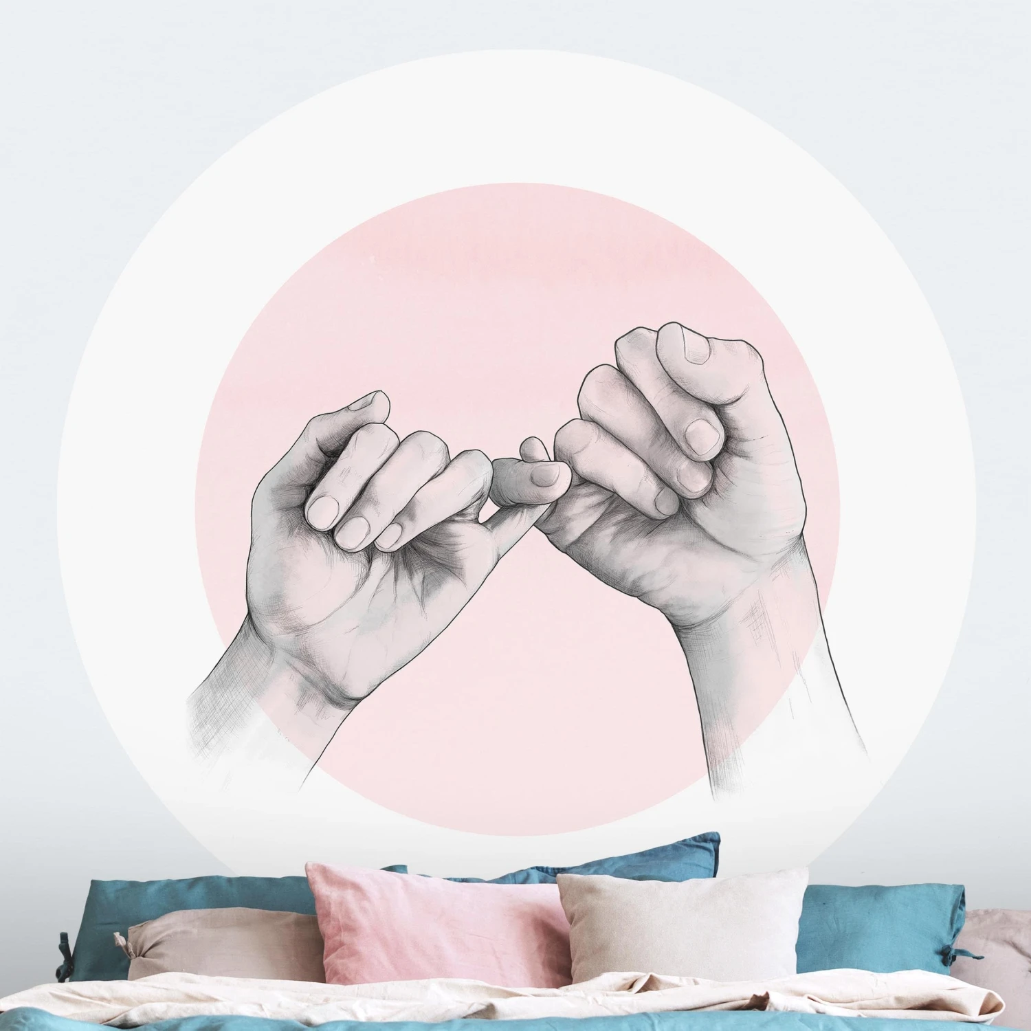 Runde Tapete - Laura Graves - Hände Freundschaft Kreis In Rosa 5 Runde Tapete - Laura Graves - Hände Freundschaft Kreis In Rosa – Bild 3