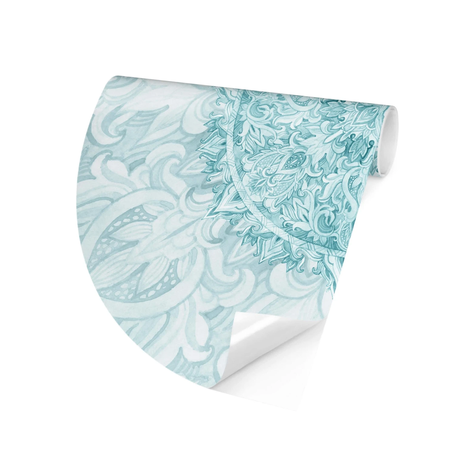 Runde Tapete - Mandala Aquarell Ornament Türkis In Türkis 8 Runde Tapete - Mandala Aquarell Ornament Türkis In Türkis – Bild 6