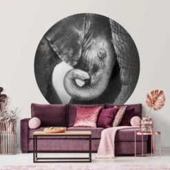 Runde Tapete - Mutterliebe In Grau 14 Runde Tapete - Mutterliebe In Grau -Heimdekoration wallart runde tapete mutterliebe in grau 4