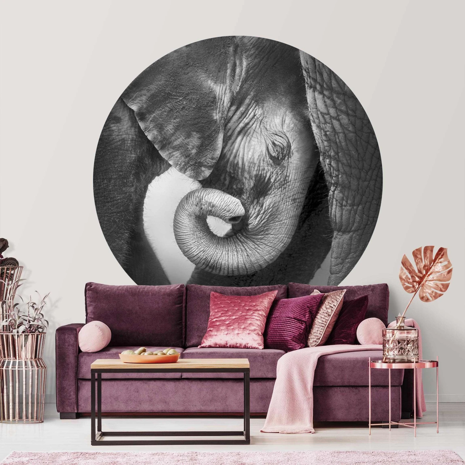 Runde Tapete - Mutterliebe In Grau 7 Runde Tapete - Mutterliebe In Grau – Bild 5