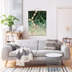 Stoffbild - E. Fredriksson - Grüne Blätter Goldene Geometrie In Grün 12 Stoffbild - E. Fredriksson - Grüne Blätter Goldene Geometrie In Grün -Heimdekoration wallart stoffbild e fredriksson grune blatter goldene geometrie in grun 3