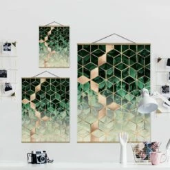 Stoffbild - E. Fredriksson - Grüne Blätter Goldene Geometrie In Grün 15 Stoffbild - E. Fredriksson - Grüne Blätter Goldene Geometrie In Grün -Heimdekoration wallart stoffbild e fredriksson grune blatter goldene geometrie in grun 6