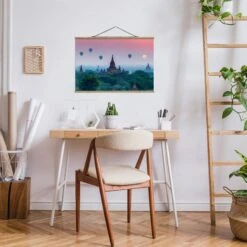 Stoffbild - Heißluftballons über Tempelanlage In Grün 11 Stoffbild - Heißluftballons über Tempelanlage In Grün -Heimdekoration wallart stoffbild heissluftballons uber tempelanlage in grun 2