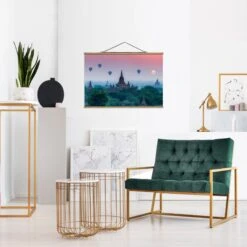 Stoffbild - Heißluftballons über Tempelanlage In Grün 12 Stoffbild - Heißluftballons über Tempelanlage In Grün -Heimdekoration wallart stoffbild heissluftballons uber tempelanlage in grun 3