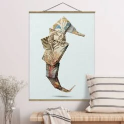 Stoffbild - Jonas Loose - Origami Seepferdchen In Türkis 10 Stoffbild - Jonas Loose - Origami Seepferdchen In Türkis -Heimdekoration wallart stoffbild jonas loose origami seepferdchen in turkis 1