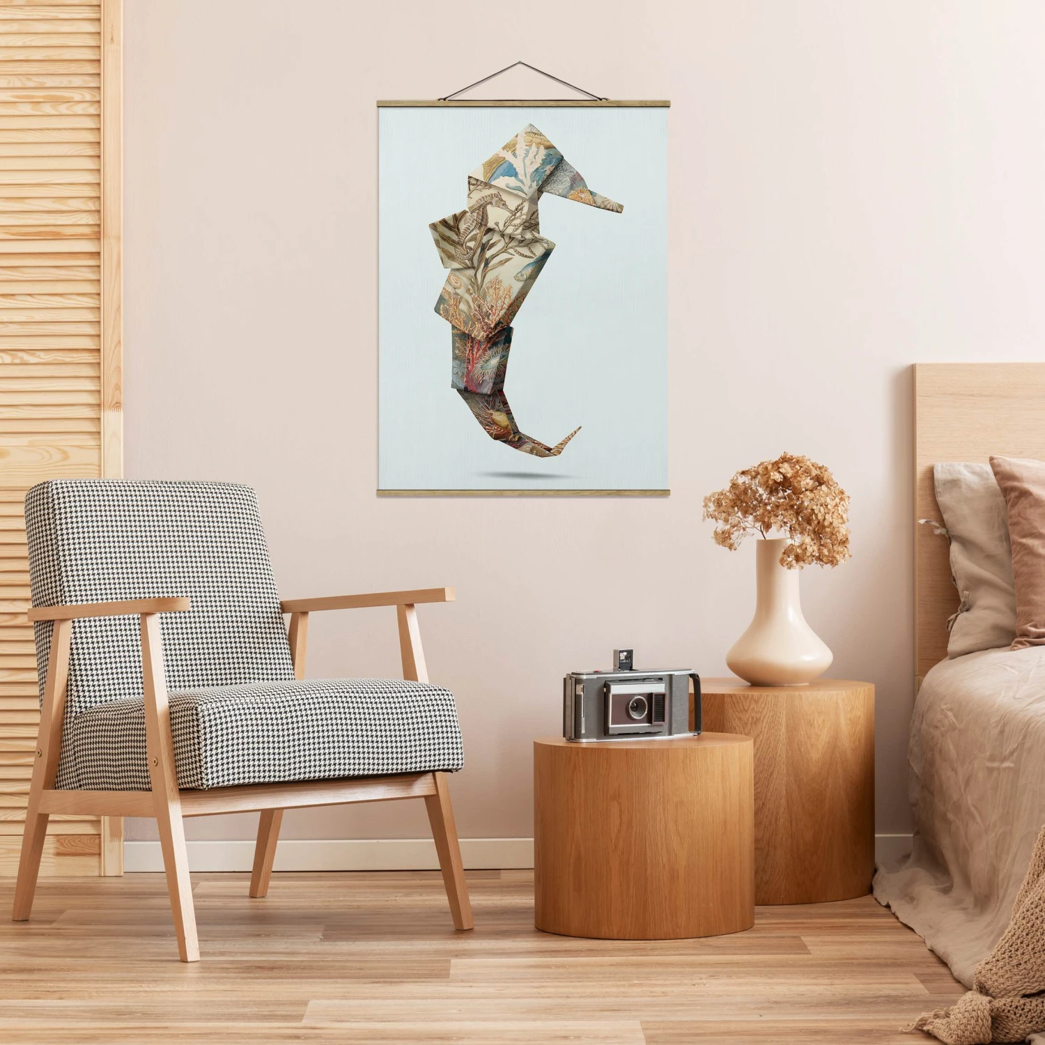 Stoffbild - Jonas Loose - Origami Seepferdchen In Türkis 5 Stoffbild - Jonas Loose - Origami Seepferdchen In Türkis – Bild 3