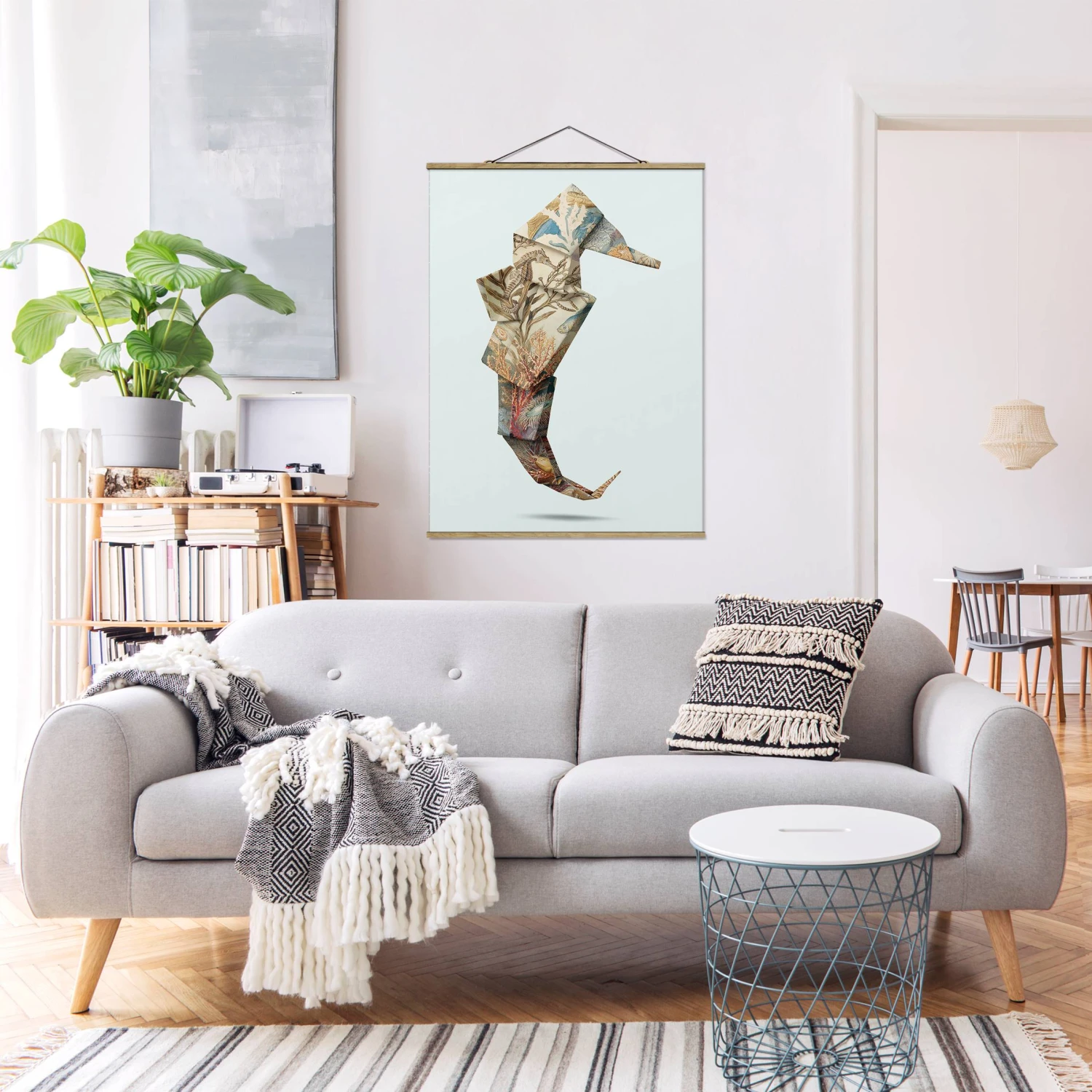 Stoffbild - Jonas Loose - Origami Seepferdchen In Türkis 6 Stoffbild - Jonas Loose - Origami Seepferdchen In Türkis – Bild 4