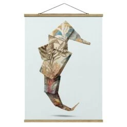Stoffbild - Jonas Loose - Origami Seepferdchen In Türkis 13 Stoffbild - Jonas Loose - Origami Seepferdchen In Türkis -Heimdekoration wallart stoffbild jonas loose origami seepferdchen in turkis 4