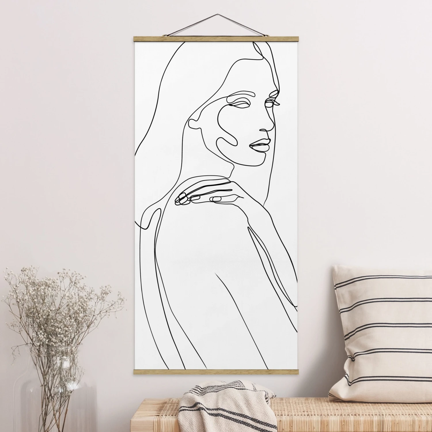 Stoffbild - Line Art Frau Schulter Schwarz Weiß In Schwarz-Weiß 4 Stoffbild - Line Art Frau Schulter Schwarz Weiß In Schwarz-Weiß – Bild 2
