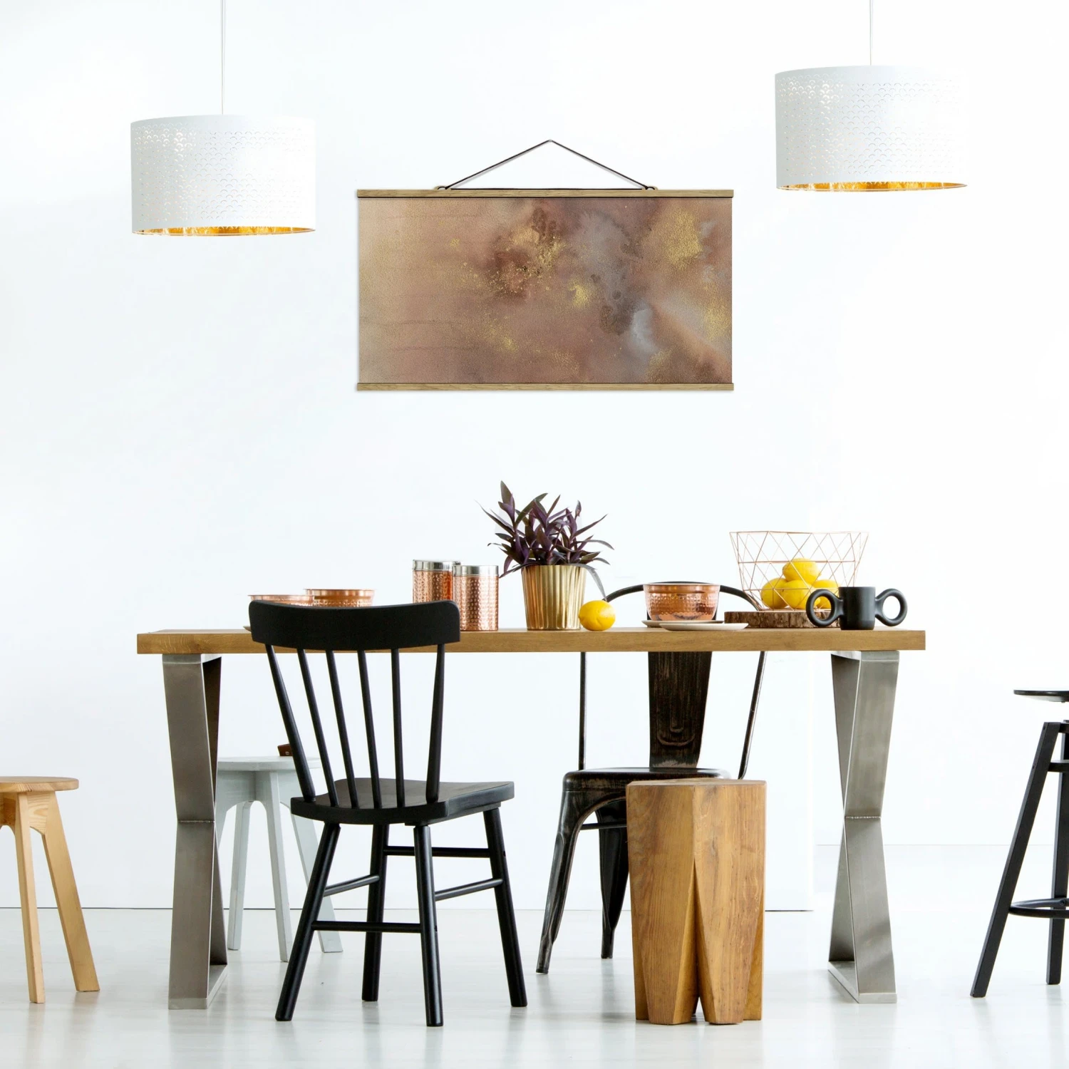 Stoffbild Mit Posterleisten - Himmelsträumerei I In Creme-Beige 6 Stoffbild Mit Posterleisten - Himmelsträumerei I In Creme-Beige – Bild 4