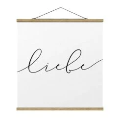 Stoffbild Mit Posterleisten - Liebe Kalligraphie In Weiß