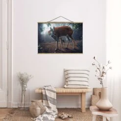 Stoffbild Mit Posterleisten - Mutter Und Kitz In Braun 11 Stoffbild Mit Posterleisten - Mutter Und Kitz In Braun -Heimdekoration wallart stoffbild mit posterleisten mutter und kitz in braun 2