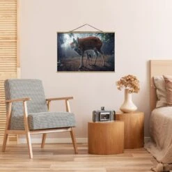 Stoffbild Mit Posterleisten - Mutter Und Kitz In Braun 12 Stoffbild Mit Posterleisten - Mutter Und Kitz In Braun -Heimdekoration wallart stoffbild mit posterleisten mutter und kitz in braun 3