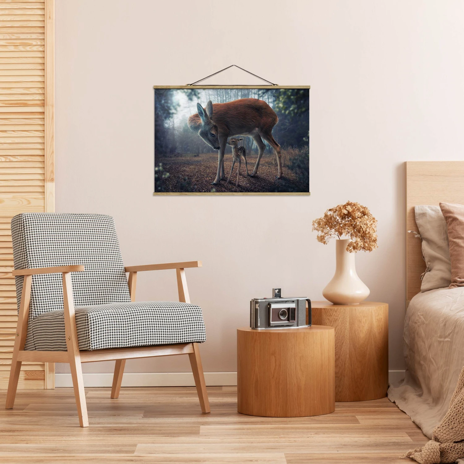 Stoffbild Mit Posterleisten - Mutter Und Kitz In Braun 6 Stoffbild Mit Posterleisten - Mutter Und Kitz In Braun – Bild 4