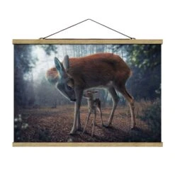 Stoffbild Mit Posterleisten - Mutter Und Kitz In Braun 13 Stoffbild Mit Posterleisten - Mutter Und Kitz In Braun -Heimdekoration wallart stoffbild mit posterleisten mutter und kitz in braun 4