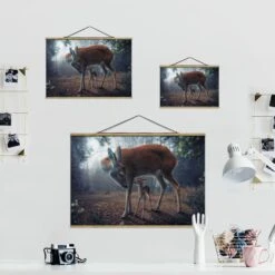 Stoffbild Mit Posterleisten - Mutter Und Kitz In Braun 15 Stoffbild Mit Posterleisten - Mutter Und Kitz In Braun -Heimdekoration wallart stoffbild mit posterleisten mutter und kitz in braun 6