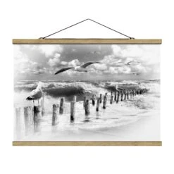 Stoffbild Mit Posterleisten - No.YK3 Absolut Sylt II In Schwarz-Weiß