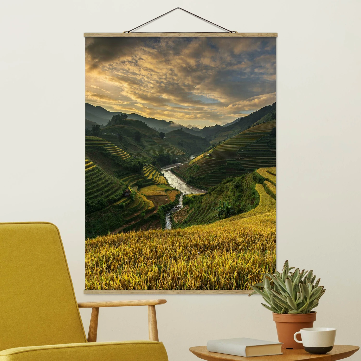 Stoffbild Mit Posterleisten - Reisplantagen In Vietnam In Grün 4 Stoffbild Mit Posterleisten - Reisplantagen In Vietnam In Grün – Bild 2