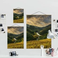 Stoffbild Mit Posterleisten - Reisplantagen In Vietnam In Grün 15 Stoffbild Mit Posterleisten - Reisplantagen In Vietnam In Grün -Heimdekoration wallart stoffbild mit posterleisten reisplantagen in vietnam in grun 6