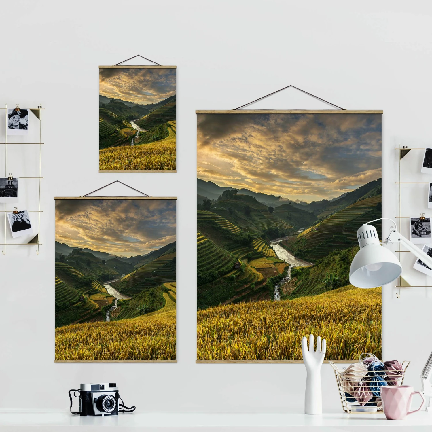 Stoffbild Mit Posterleisten - Reisplantagen In Vietnam In Grün 9 Stoffbild Mit Posterleisten - Reisplantagen In Vietnam In Grün – Bild 7