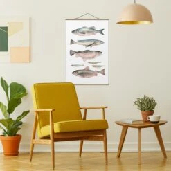 Stoffbild Mit Posterleisten - Sieben Fische In Aquarell I In Pastell 11 Stoffbild Mit Posterleisten - Sieben Fische In Aquarell I In Pastell -Heimdekoration wallart stoffbild mit posterleisten sieben fische in aquarell i in pastell 2