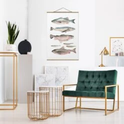 Stoffbild Mit Posterleisten - Sieben Fische In Aquarell I In Pastell 12 Stoffbild Mit Posterleisten - Sieben Fische In Aquarell I In Pastell -Heimdekoration wallart stoffbild mit posterleisten sieben fische in aquarell i in pastell 3