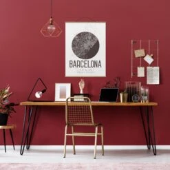 Stoffbild Mit Posterleisten - Stadtplan Barcelona - Retro In Braun -Heimdekoration wallart stoffbild mit posterleisten stadtplan barcelona retro in braun 3