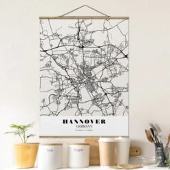 Stoffbild Mit Posterleisten - Stadtplan Hannover - Klassik In Schwarz-Weiß 10 Stoffbild Mit Posterleisten - Stadtplan Hannover - Klassik In Schwarz-Weiß -Heimdekoration wallart stoffbild mit posterleisten stadtplan hannover klassik in schwarz weiss 1