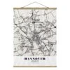 Stoffbild Mit Posterleisten - Stadtplan Hannover - Klassik In Schwarz-Weiß -Heimdekoration wallart stoffbild mit posterleisten stadtplan hannover klassik in schwarz weiss