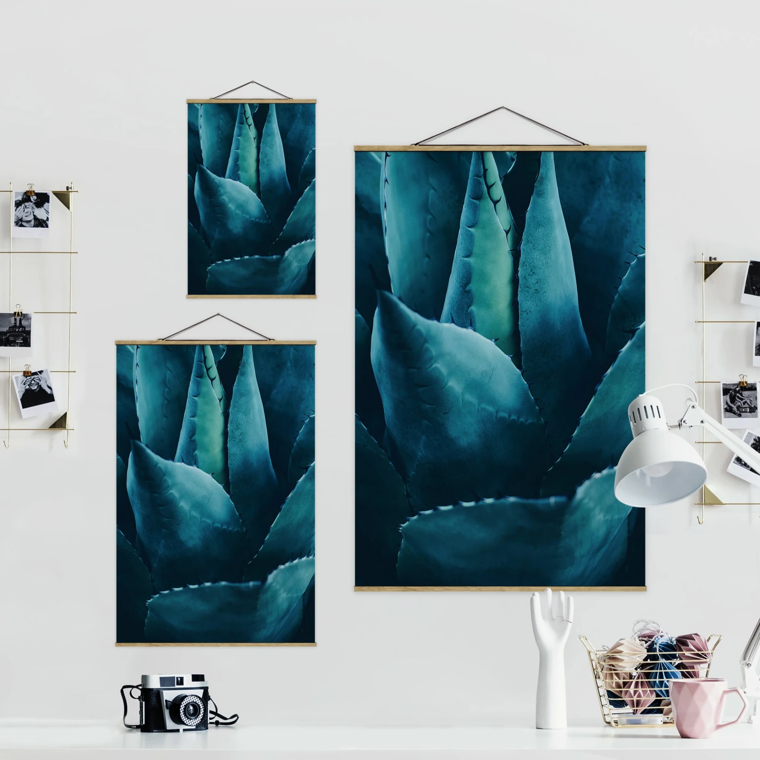 Stoffbild Mit Posterleisten - Sukkulente Petrol I In Petrol 8 Stoffbild Mit Posterleisten - Sukkulente Petrol I In Petrol – Bild 6