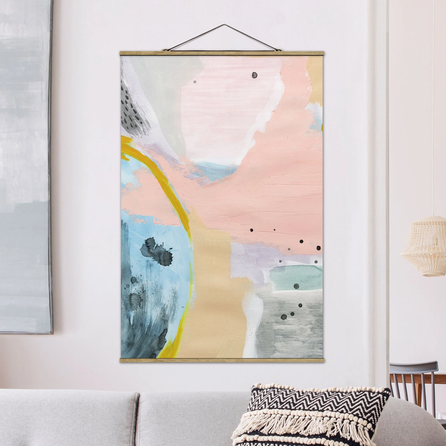 Stoffbild Mit Posterleisten - Verschwommener Tagesanbruch I In Rosa 4 Stoffbild Mit Posterleisten - Verschwommener Tagesanbruch I In Rosa – Bild 2