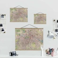 Stoffbild Mit Posterleisten - Vintage Stadtplan Berlin In Pastell -Heimdekoration wallart stoffbild mit posterleisten vintage stadtplan berlin in pastell 6