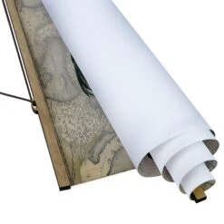 Stoffbild - Vintage Collage Palme Und Weltkarte In Grün -Heimdekoration wallart stoffbild vintage collage palme und weltkarte in grun 5